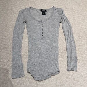 Isabel Marant Grey Ribbed Knit Silk Top Grey Small